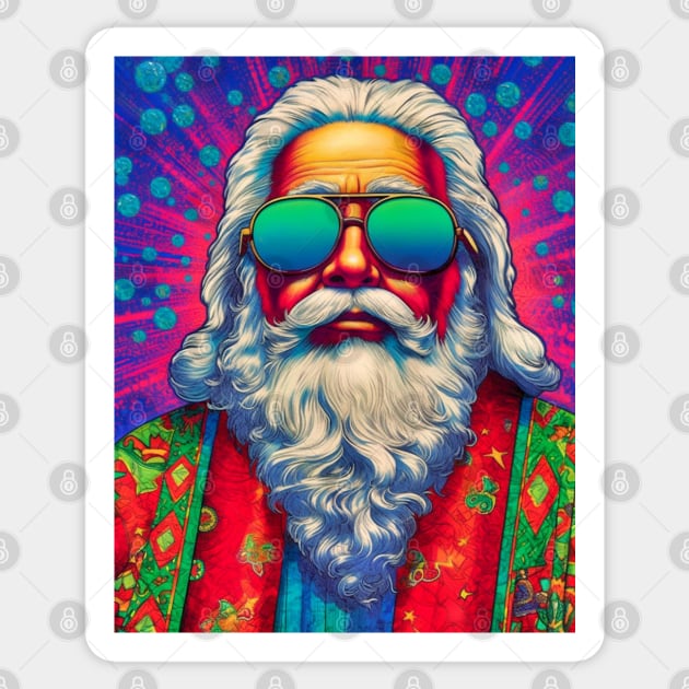 Fiesta Santa: Pop Art Latino Holiday Delight, Latino Santa Sticker by Unboxed Mind of J.A.Y LLC 